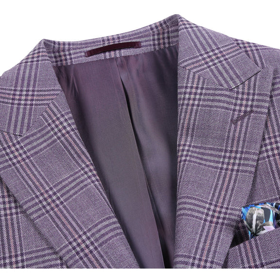 567-2 Men's New Slim Fit Wool Blazer PURPLE L44 New Slim Fit