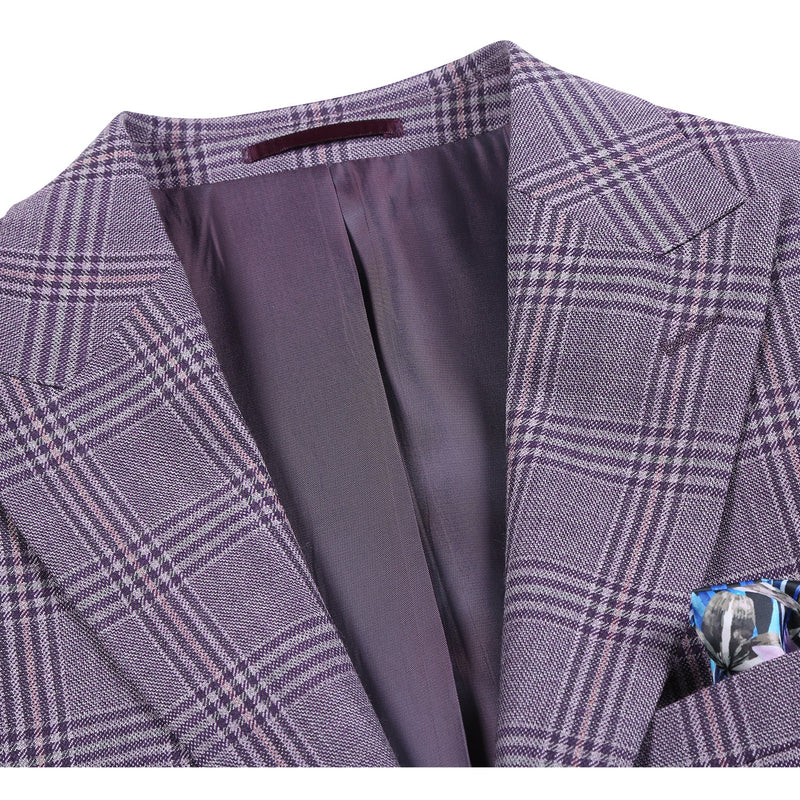 567-2 Men's New Slim Fit Wool Blazer PURPLE L44 New Slim Fit