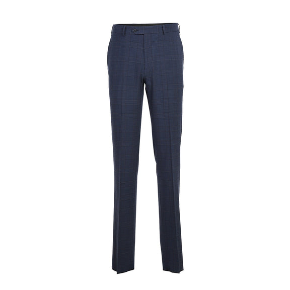 EL72-58-410 Prussian Blue Window Pane Check Wool Suit
