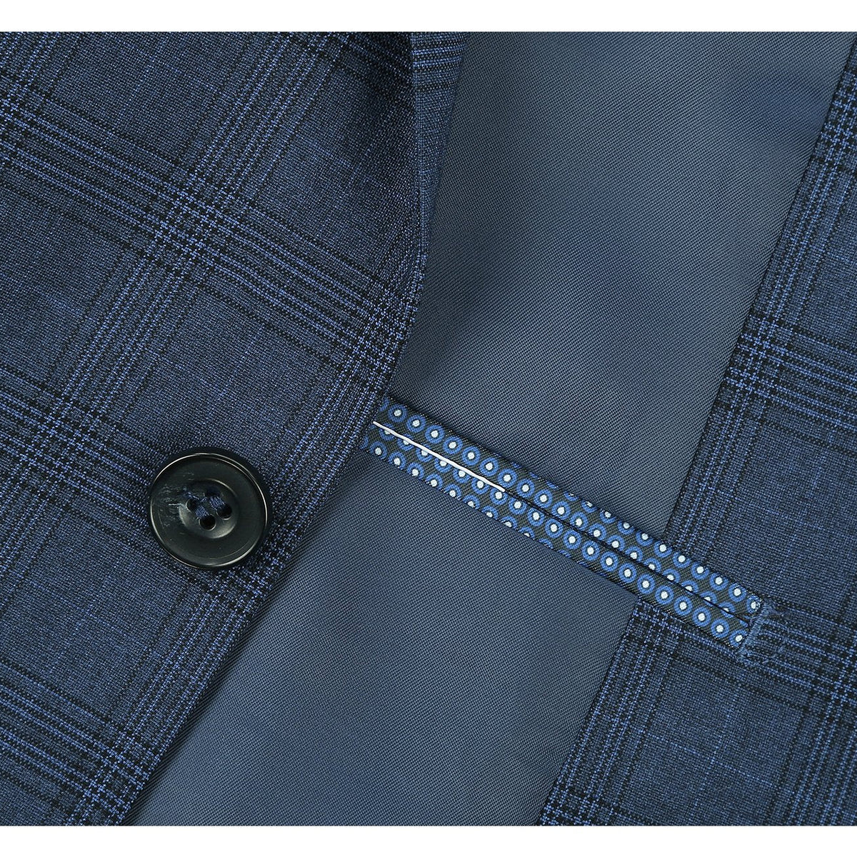 278-2 Men's 3-Piece Classic Fit Single Breasted Windowpane Suit