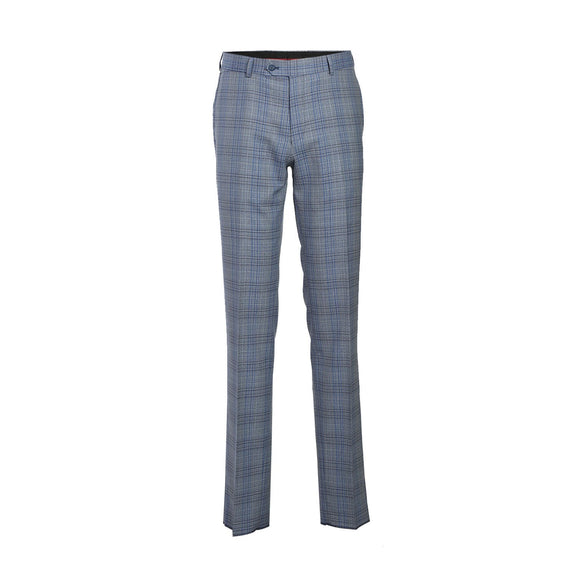 EL72-68-401 Light Gray with Blue Check Wool Suit