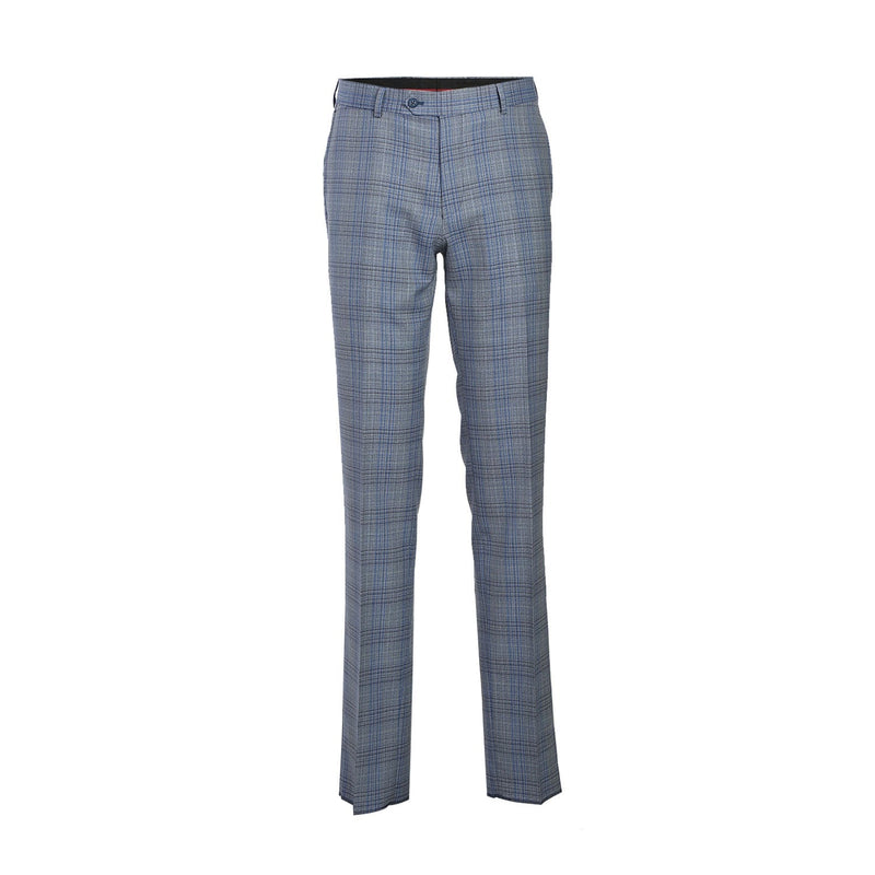 EL72-68-401 Light Gray with Blue Check Wool Suit