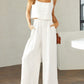 Square Neck Top and Wide Leg Pants Set