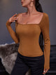 Ivy Lane Square Neck Long Sleeve T-Shirt Caramel