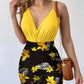 Surplice Spaghetti Strap Top and Printed Mini Skirt Set