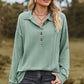 Half Button Dropped Shoulder Blouse