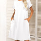 Round Neck Flounce Sleeve Dress with Pockets