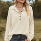 Half Button Dropped Shoulder Blouse