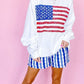 US Flag Round Neck Long Sleeve Sweatshirt