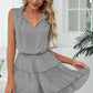 Frill Trim Tie Neck Sleeveless Mini Dress