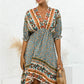 Printed Bohemian V Neck Dress