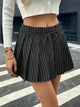 Tied Striped Pleated Skirt Black