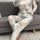 Tie-Dye Round Neck Top and Drawstring Pants Lounge Set