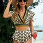 Printed Flutter Sleeve Ruffled Two-Piece Swimsuit