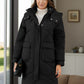 Long Sleeve Longline Hooded Winter Coat with Pockets