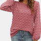 Swiss Dot Round Neck Long Sleeve Blouse