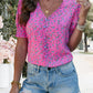 Printed V-Neck Short Sleeve Blouse