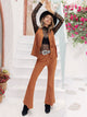 Fringe Vest and Flare Pants Set Caramel