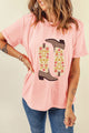 Boot Graphic Round Neck Short Sleeve T-Shirt Watermelon pink