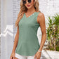 Eyelet Decorative Button V-Neck Tank