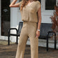 Pocketed V-Neck Top and Wide Leg Sweater Set