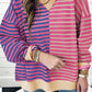 Contrast Stripes Round Neck Long Sleeve Sweatshirt