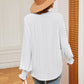 Notched Neck Flounce Sleeve Blouse