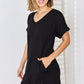 Zenana Full Size Rolled Short Sleeve V-Neck Dress