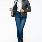 YMI Faux Layered Double-Zipper Jacket with Fuzzy Hood