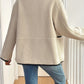 Contrast Trim Drop Shoulder Plush Coat