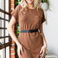 Ribbed Round Neck Short Sleeve Dress