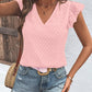 Textured V-Neck Cap Sleeve Blouse