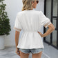 V-Neck Puff Sleeve Babydoll Top