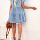 Raw Hem Short Sleeve Denim Dress