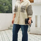 Plus Size Leopard Button Up Raw Hem Denim Jacket