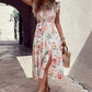 Floral Smocked Butterfly Sleeve Slit Dress