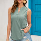 Eyelet Notched Sleeveless Top