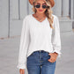 Eyelet V-Neck Flounce Sleeve Blouse