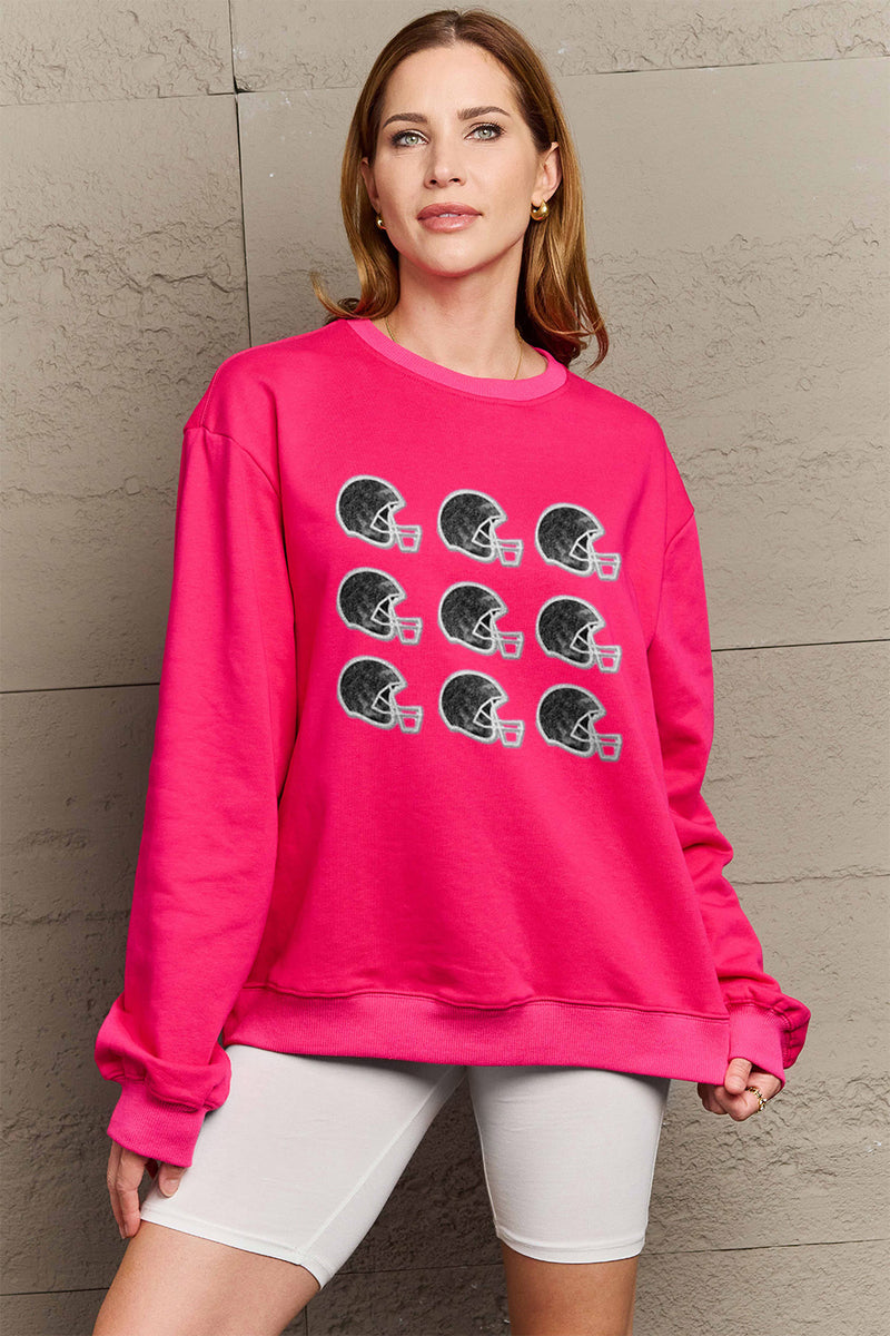 Simply Love Full Size Graphic Round Neck Sweatshirt Deep Rose