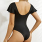 Ruffled V-Neck Cap Sleeve One-Piece Swimwear