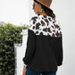 Animal Print Color Block Waffle-Knit Top