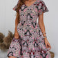 Printed V-Neck Tiered Dress