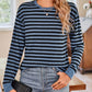 Lovelet Striped Round Neck Long Sleeve T-Shirt