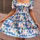 Floral Square Neck Puff Sleeve Dress