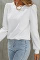 Textured Round Neck Long Sleeve Top White