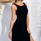 Round Neck Slit Sleeveless Dress