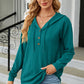 Drawstring Half Button Long Sleeve Hoodie