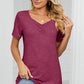 Ruched Heathered Short Sleeve T-Shirt