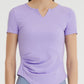 Notched Neck Short Sleeve Active Top