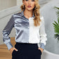 Two-Tone Long Sleeve Collared Shirt